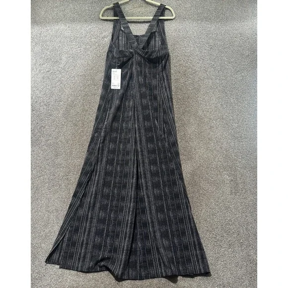 Athleta Arrival Maxi Dress Women XL Amara Stripe Black White Pockets Athleisure - Picture 2 of 14
